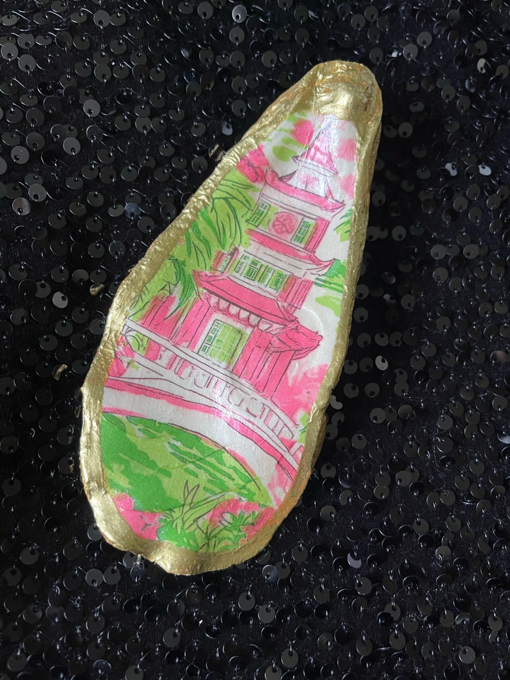Pink & Green Chinoserie Trinket Tray